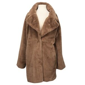 Princess Polly Angus Jacket Brown Faux Fur Long Women’s Size 8 Cozy